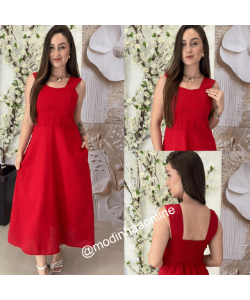 Vestido Pamela Linho Vermelho Vestido Pamela Linho Vermelho